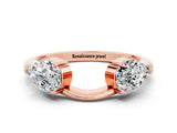 Rose gold Two-Stone Pear Moissanite Bypass Ring with Prong Setting_6