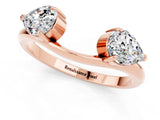 Rose gold Two-Stone Pear Moissanite Bypass Ring with Prong Setting_7