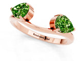Rose gold Two-Stone Pear Peridot Bypass Ring with Prong Setting_7