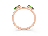 Rose gold Two-Stone Pear Peridot Bypass Ring with Prong Setting_9