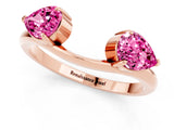 Rose gold Two-Stone Pear Pink Sapphire Bypass Ring with Prong Setting_19