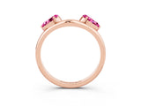 Rose gold Two-Stone Pear Pink Sapphire Bypass Ring with Prong Setting_21