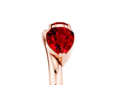 Rose gold Two-Stone Pear Ruby Bypass Ring with Prong Setting_11