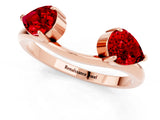 Rose gold Two-Stone Pear Ruby Bypass Ring with Prong Setting_7