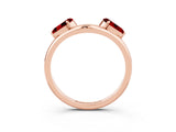 Rose gold Two-Stone Pear Ruby Bypass Ring with Prong Setting_9