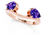 Rose gold Two-Stone Pear Tanzanite Bypass Ring with Prong Setting_7