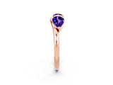 Rose gold Two-Stone Pear Tanzanite Bypass Ring with Prong Setting_8