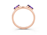 Rose gold Two-Stone Pear Tanzanite Bypass Ring with Prong Setting_9