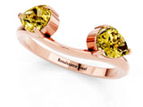 Rose gold Two-Stone Pear Yellow Sapphire Bypass Ring with Prong Setting_19