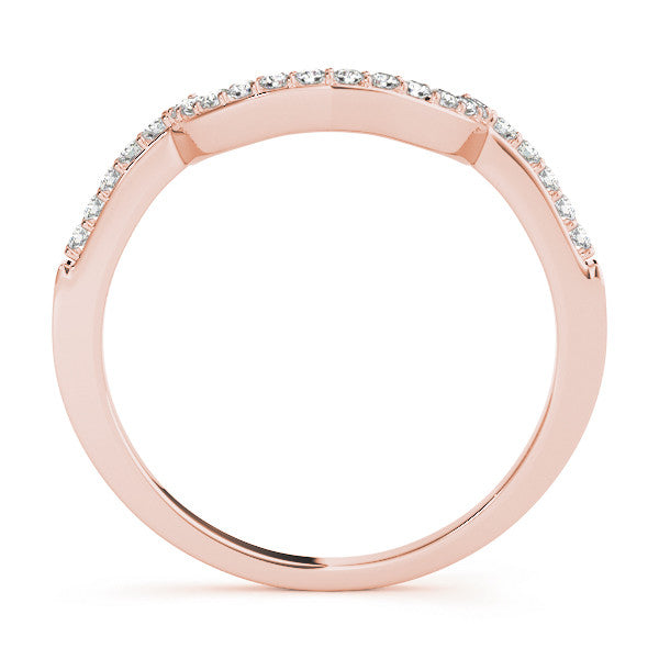 Rose gold U-Shaped Pavé Round Diamond Contour Band 1