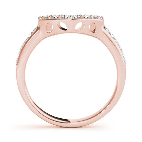 Rose gold U-Shaped Pavé Round Diamond Contour Band with Shared Prong Setting 1