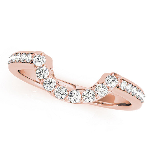 Rose gold U-Shaped Pavé Round Diamond Contour Band with Shared Prong Setting