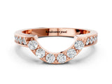 Rose gold U-Shaped Pavé Round Diamond Contour Band with Shared Prong Setting_16