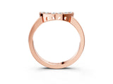 Rose gold U-Shaped Pavé Round Diamond Contour Band with Shared Prong Setting_19