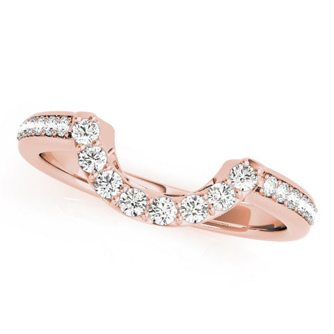 Rose gold U-Shaped Pavé Round Diamond Contour Band with Shared Prong Setting