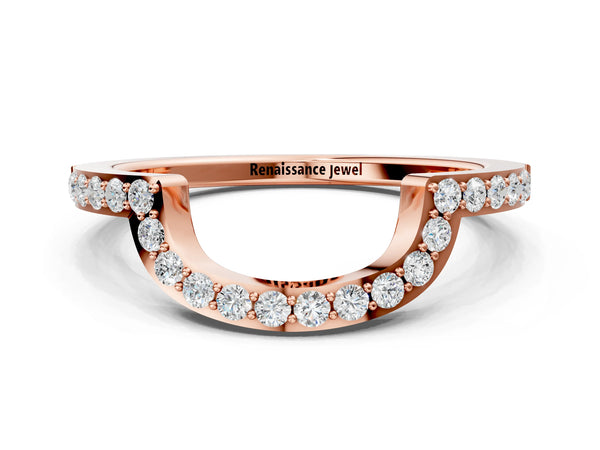 Rose gold U-Shaped Pavé Round Diamond Contour Band