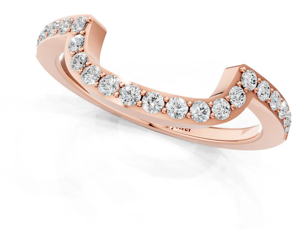 Rose gold U-Shaped Pavé Round Diamond Contour Band