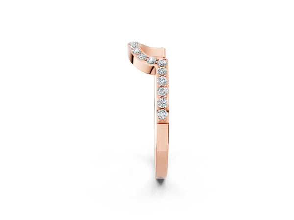 Rose gold U-Shaped Pavé Round Diamond Contour Band
