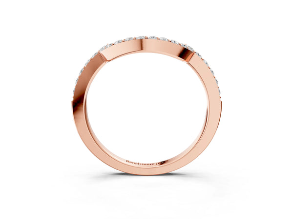 Rose gold U-Shaped Pavé Round Diamond Contour Band