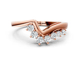 Rose gold V-Shaped Diamond Accent Band with Round Brilliant Stones and Prong Setting_4