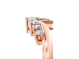 Rose gold V-Shaped Diamond Accent Band with Round Brilliant Stones and Prong Setting_9