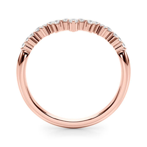 Rose gold V-Shaped Diamond Cluster Curved Band with Round Brilliant Cut Stones and Prong Setting 2
