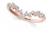 Rose gold V-Shaped Diamond Cluster Curved Band with Round Brilliant Cut Stones and Prong Setting_10