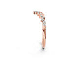 Rose gold V-Shaped Diamond Cluster Curved Band with Round Brilliant Cut Stones and Prong Setting_11