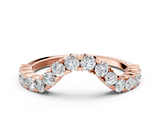 Rose gold V-Shaped Diamond Round Cut Pavé Band with Prong Setting_4