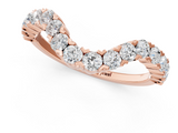 Rose gold V-Shaped Diamond Round Cut Pavé Band with Prong Setting_5