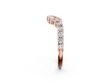 Rose gold V-Shaped Diamond Round Cut Pavé Band with Prong Setting_6
