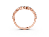 Rose gold V-Shaped Diamond Round Cut Pavé Band with Prong Setting_7
