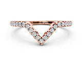 Rose gold V-Shaped Pavé Round Diamond Chevron Band with Shared Prong Setting_4