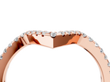Rose gold V-Shaped Pavé Round Diamond Chevron Band with Shared Prong Setting_8
