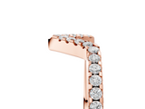 Rose gold V-Shaped Pavé Round Diamond Chevron Band with Shared Prong Setting_9