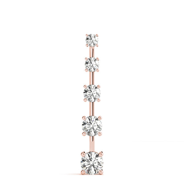Rose gold Vertical Bar Pendant with Round Brilliant Diamonds in Prong Setting 1