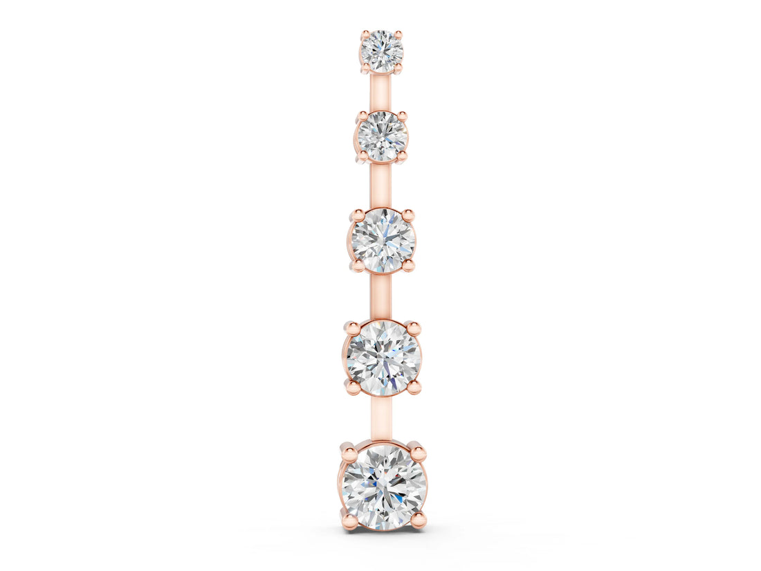 Rose gold Vertical Bar Pendant with Round Brilliant Diamonds in Prong Setting_6