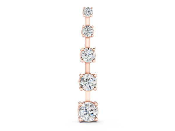 Rose gold Vertical Bar Pendant with Round Brilliant Diamonds in Prong Setting