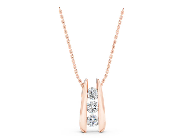 Rose gold Vertical Channel Set Round Diamond Pendant