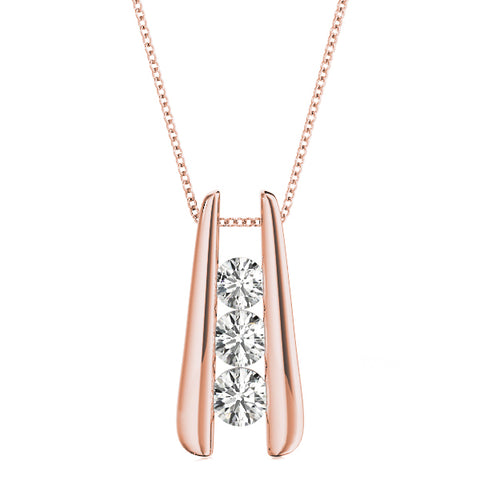 Rose gold Vertical Channel Set Round Diamond Pendant