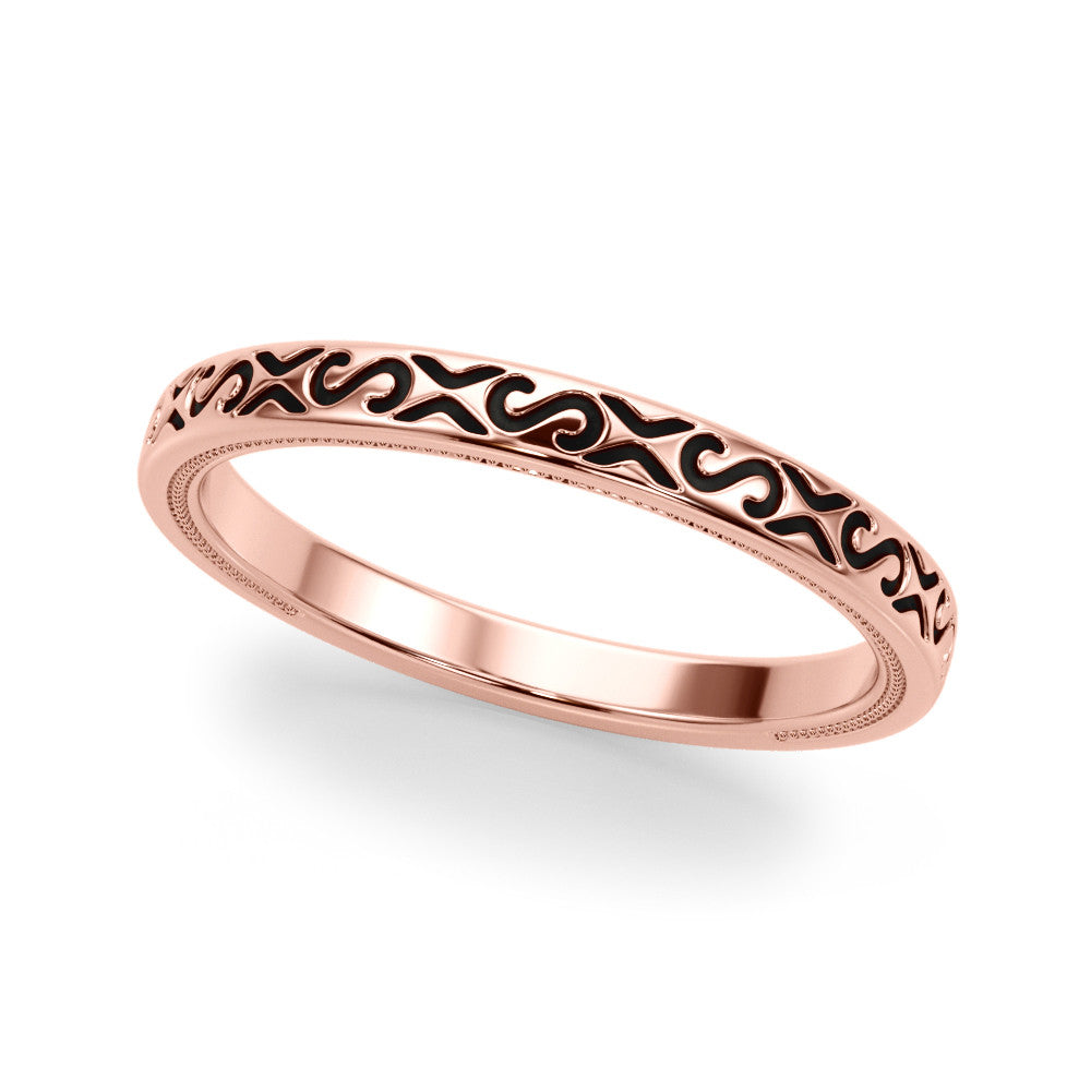 Rose gold Vintage Engraved Milgrain Band