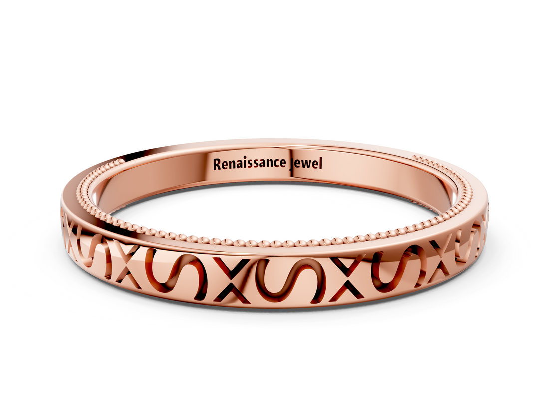 Rose gold Vintage Engraved Milgrain Band