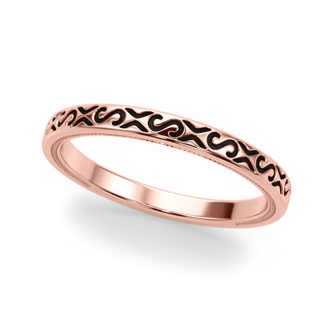 Rose gold Vintage Engraved Milgrain Band