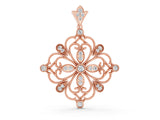 Rose gold Vintage Floral Diamond Pendant with Round Brilliant Cut and Pavé Setting_4