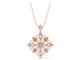 Rose gold Vintage Floral Diamond Pendant with Round Brilliant Cut and Pavé Setting_5