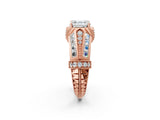 Rose gold Vintage Milgrain Asscher Cut Diamond Split Shank Ring with Prong Setting_15