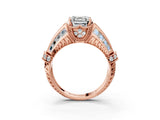 Rose gold Vintage Milgrain Asscher Cut Diamond Split Shank Ring with Prong Setting_16