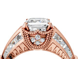 Rose gold Vintage Milgrain Asscher Cut Diamond Split Shank Ring with Prong Setting_17