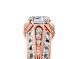 Rose gold Vintage Milgrain Asscher Cut Diamond Split Shank Ring with Prong Setting_18