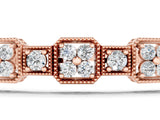 Rose gold Vintage Milgrain Diamond Tennis Bracelet with Round Cut Stones and Prong Setting_2